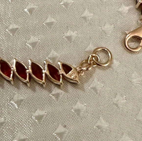 Genuine Red Garnet 18K Rose Gold over Sterling Silver Bracelet! ✨️ - Picture 6 of 8